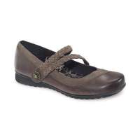 Brown therapeutic shoe with strap that buttons on the side